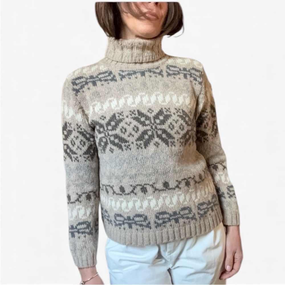 Vintage Talbots Fair isle 100% Wool Turtleneck Sweater